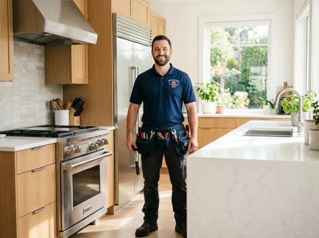 Appliance Repair Hero technician in a Apple Valley, CA kitchen after an appliance repair